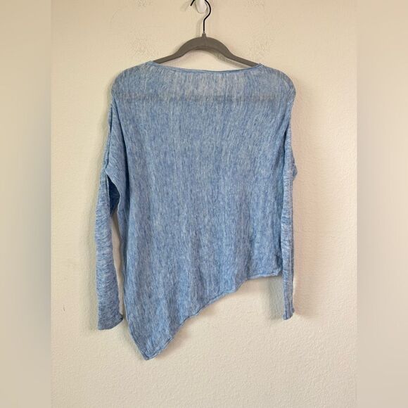 Eileen Fisher Women’s S Blue 100% Linen Asymmetrical Lightweight Sweater Top‎ - Picture 4 of 5